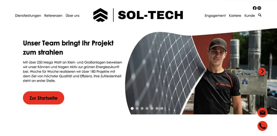 Website SOL Tech, umgesetzt von Energy Xpress